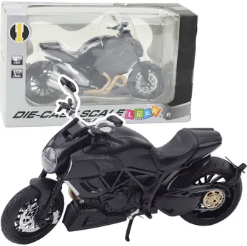 autíčko LEAN Toys Sportovní Kovový Motocykl Světla Zvuky Zlaté Prvky Černý 1:12