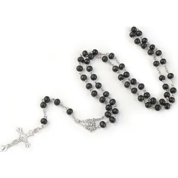 Šperk Růženec s dřevěnými korálky - 3 černá