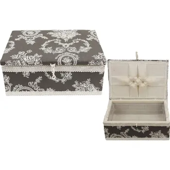 Organizér galanterie Kazeta na šití šedá s krajkou