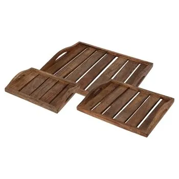 Servírovací tác Mango wood sada 3 ks, barva opalovaného dřeva