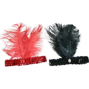 Čelenka Čelenka tanečnice s peřím a flitry, 2 dr - červená