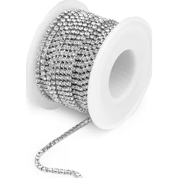 Štrasová metráž šíře 2,4 mm METRÁŽ - 1 crystal stříbrná