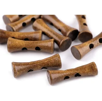 Knoflík Knoflík dřevěný 35 mm podlouhlý 10 kusů - 1 přírodní stř.