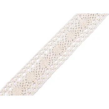 Krajka Krajka / vsadka paličkovaná šíře 33 mm návin 22 METRŮ - 2 režná světlá