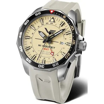 Hodinky Vostok Europe N-1 Rocket Automatic GMT NH34-225A713S - Pískový-khaki silikonový řemínek + 5 let záruka a dárek ZDARMA