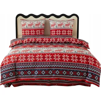 Povlečení POVLEČENÍ VÁNOČNÍ Satén bavlna 220x200 + 2 POVLEČENÍ NA POLŠTÁŘE AML-3215 SADA