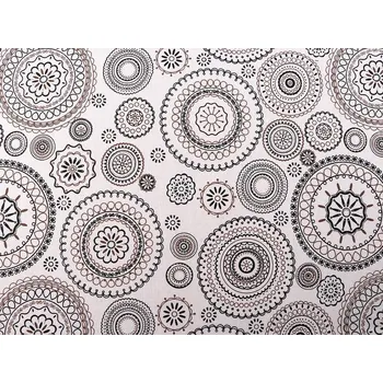 Bavlněná metráž / imitace lnu hrubší mandala METRÁŽ - režná