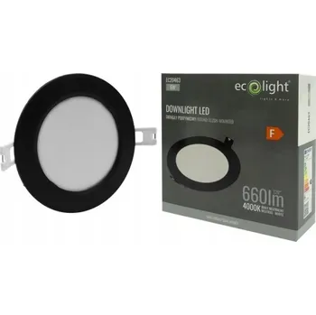 Podomítkové svítidlo Ecolight 6 W, kulaté, černé, 4000 K
