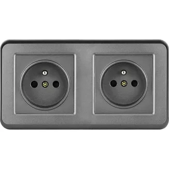 Elektrická zásuvka UNIC Elektrická zásuvka 2*230V šedá plast v rámečku 153mm