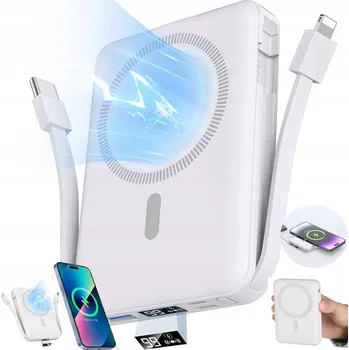 Powerbanka Powerbank LCD Indukční Bezdrátový Magnetický 10000mAh Silný + KABEL