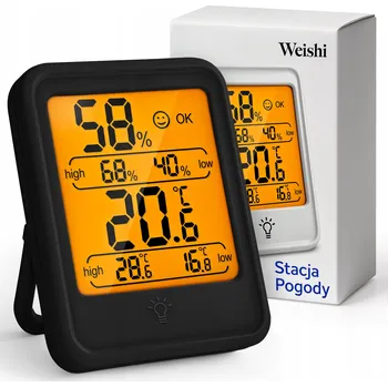 Meteostanice METEOROLOGICKÁ STANICE teploměr pokojový VLHKOMĚR vnitřní DOTYKOVÝ LCD