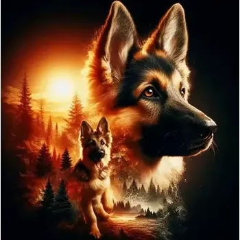 Diamantové malování Diamantové malování/Homfun - Ovčáci + perleťové kamínky (40x40)