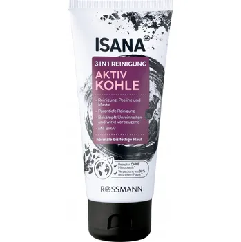 Pleťová maska ISANA AKTIVNÍ UHLÍ 3v1 ČISTICÍ PEELING MASKA ČIŠTĚNÍ 100ml