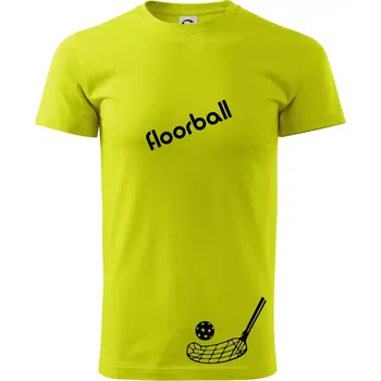 Floorball nápis šikmo - Klasické pánské triko vyšší gramáže - 2XL ( Limetková )