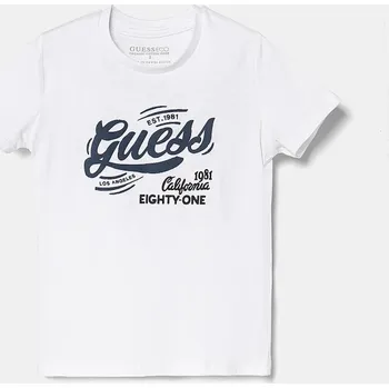 Chlapecké tričko Dětské bavlněné tričko Guess bílá barva, s potiskem, N5RI16 K8HM4 N5RI16.K8HM4.PPYA 00X, vel. 88-96
