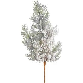 umělá květina Zasněžená větvička s bílými bobulemi 53 cm