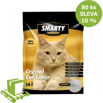 Podestýlka pro kočku SMARTY exclusive silikátové stelivo 16 l (paleta 80 ks) SLEVA 10 %