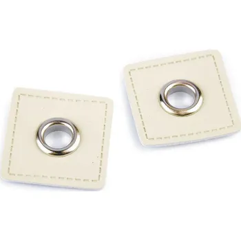 Knoflík Průchodka s koženkou - k našití - průvlek 8 mm (4ks)