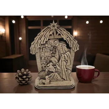 Vánoční dekorace Vyřezávaná dřevěná Svatá rodina