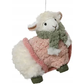 Vánoční dekorace Vánoční Koule vánoční ovce ve svetru tvarovka 13 cm, přívěsek na vánoční stromek