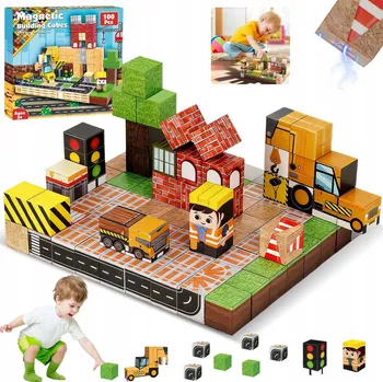 ostatní stavebnice MAGNETICKÉ MONTESSORI STAVEBNICE HRAČKA STAVEBNÍ MAGNETICKÉ BLOKY 100 KS