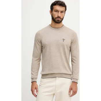 Pánský svetr Vlněný svetr Aeronautica Militare pánský, béžová barva, MA1567UL00415 08X, vel. XL