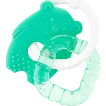 AKUKU Silikonové chladicí kousátko pro děti Akuku medvídek a čtvercové sada 2 kusů