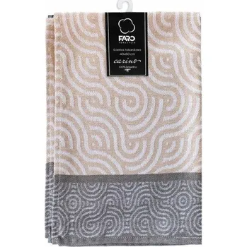 Utěrka UTĚRKA KUCHYŇSKÁ BAVLNĚNÁ 40X60 ŽAKÁROVÁ CARINO HNĚDÁ BÉŽOVÁ GEOMETRICKÁ
