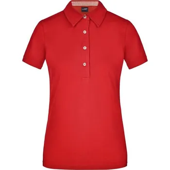 Dámské tričko James & Nicholson (Daiber) Elegantní dámská polokošile JN969 - Červená / červená / bílá | M