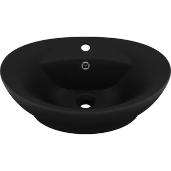 Umyvadlo Oválné keramické umyvadlo, matná černá, 585x390x210 mm