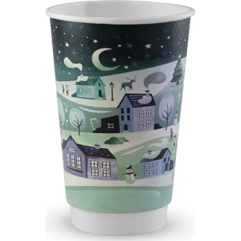 Jednorázové nádobí Kelímek na kávu papírový nový vánoční motiv 470ml Double Wall (16oz)/ 20ks