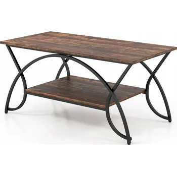 Konferenční stolek Obdélníkový stolek Costway 100 x 50 x 45 cm, rustikální dub
