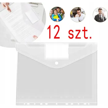 12 kusů Průhledná obálka na dokumenty A4 s 11 otvory
