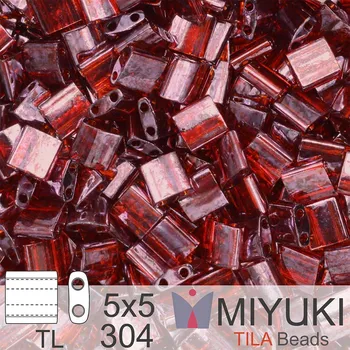 Korálek Korálky MIYUKI tvar TILA BEADS velikost 5x5mm. Barva TL-304 Garnet Gold Luster. Balení 5g.