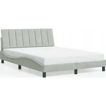 Postel Rám postele s čelem světle šedý 218 x 145 x 74,5 cm, matrace 140 x 200 cm