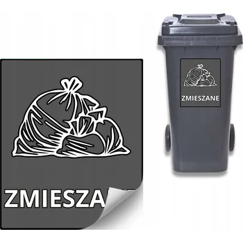 Odpadkový koš Velká samolepka na koš, kontejner na odpad ZMĚSNÝ ODPAD 30 cm