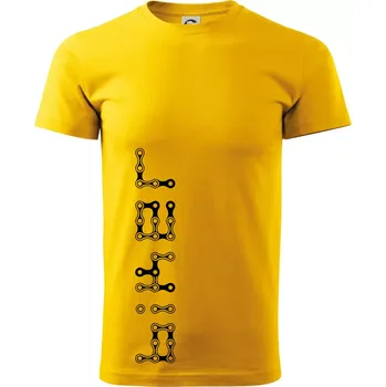 Biker nápis na výšku řetěz - Triko extra velké (5-8XL) - 7XL ( Žlutá )