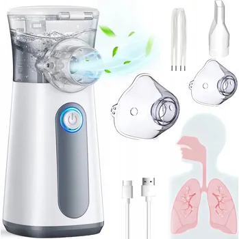 Inhalátor INHALÁTOR NEBULIZÁTOR PRO DĚTI DOSPĚLÉ SÍŤOVANÝ PŘENOSNÝ TICHÝ PEVNÝ