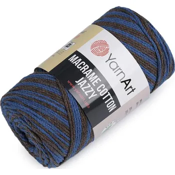 Příze Pletací příze Macrame cotton Jazzy 250 g - 8 (1208) modrá safírová šedá