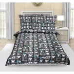 Povlečení krepové - 140x200,70x90 cm srdce patchwork šedé