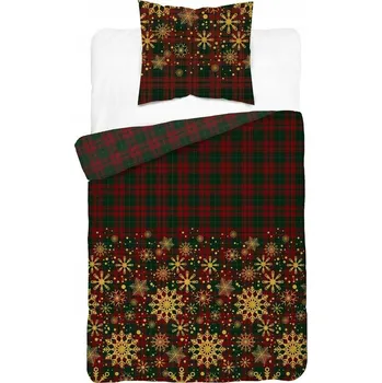 Povlečení Povlečení Vánoční Saténové 140x200 Kostka Červená Hvězdičky