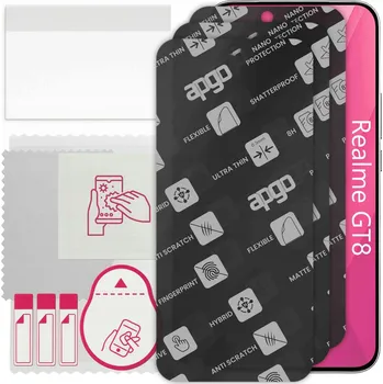 Pouzdro na mobilní telefon 3x MATNÉ Hybridní Sklo pro Realme GT8, alternativa tvrzeného skla