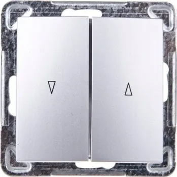 vypínač Dvojitý vypínač pod omítku Ospel stříbrný ŁP-7Y/m/18