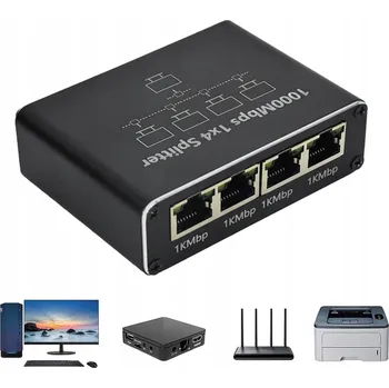Switch GIGABITOVÝ SWITCH LAN 4 PORTY RJ45 ROZDĚLOVAČ ETHERNET PRO INTERNET