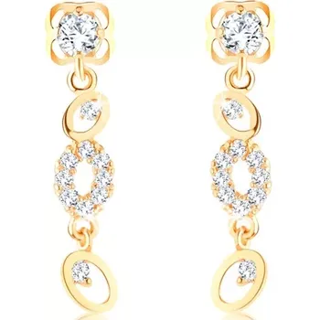 Náušnice Zlaté náušnice 585 - spojené kontury oválů, kulaté zirkony čiré barvy