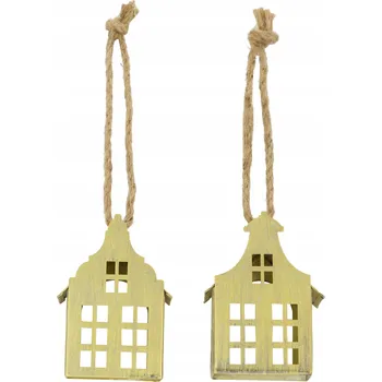 Vánoční dekorace Kovová závěsná dekorace domeček - mix