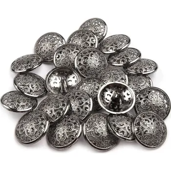 Knoflík Knoflík kovový filigrán velikost 34" 5 kusů - 3 nikl antik