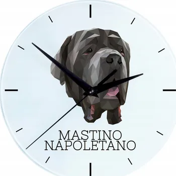 Hodiny Neapolská doga skleněné nástěnné hodiny s geometrickým psem