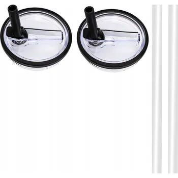 Víčka na hrnek Praktické zátky + Brčka Sada 2+2 černé