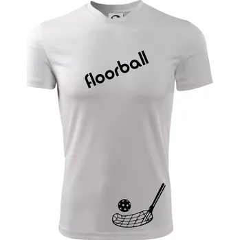 Chlapecké tričko Floorball nápis šikmo - Dětské triko sportovní (dresovina) - 122 cm/6 let ( Bílá )